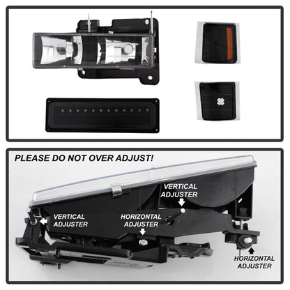 SPYDER Xtune 92-94 Blazer Full Size Corner/LED Bumper Headlights Black HD-JH-CCK88-LED-AM-BK-SET 5069542