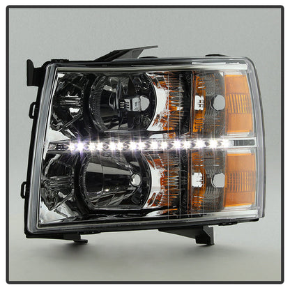 SPYDER Xtune Chevy Silverado 07-13 Crystal Headlights w/ Drl LED Design Black HD-JH-CS07-LED-C 9032981