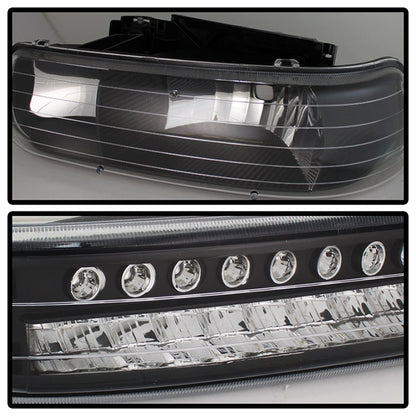 SPYDER Xtune Chevy TahOE 00-06 Headlights w/ LED Bumper Lights Amber Black HD-JH-CSIL99-LED-SET-BK 5069467