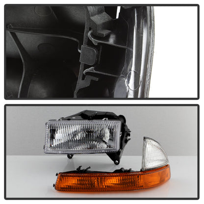 SPYDER xTune Dodge Dakota 97-04 OEM Style Headlights w/ Amber Bumper Lights - Chrome HD-JH-DDAK97-AM-SET 9036750