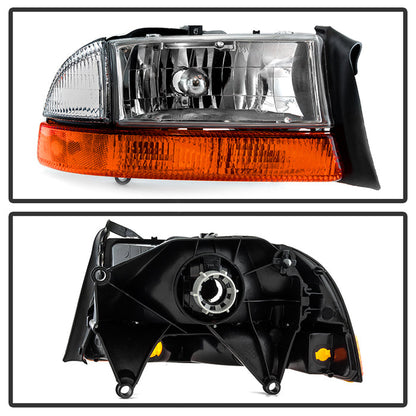 SPYDER xTune Dodge Dakota 97-04 OEM Style Headlights w/ Bumper Signal Lights - Chrome HD-JH-DDAK97-OE-SET 9035128