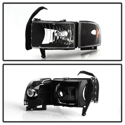 SPYDER xTune Dodge Ram 1500 94-01 OEM Style Headlights w/ Corner Lamps - Black OEM HD-JH-DR94-SET-BK 9040061