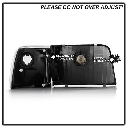 SPYDER Xtune Ford Ranger 93-97 Crystal Headlights w/ Corner Lights 4pcs Sets Black HD-JH-FR93-SET-BK 9029363
