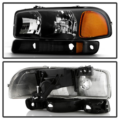 SPYDER xTune GMC Sierra 99-06 /Yukon 00-06 Crystal Headlights & Bumper Lights - Black HD-JH-GS99-AM-SET-BK 9037474