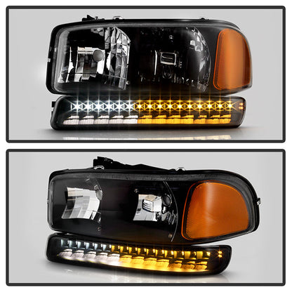 SPYDER xTune GMC Sierra 99-06 /Yukon 00-06 Headlights & LED Bumper Lights - Black HD-JH-GS99-LED-SET-BK 9037399