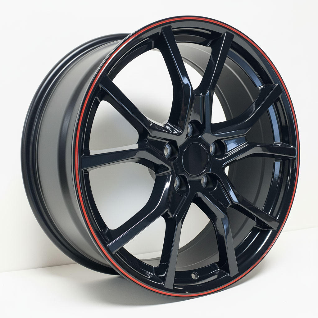 HD3 18x8 5x114.3 +35 64.1 Gloss Black Red Tip
