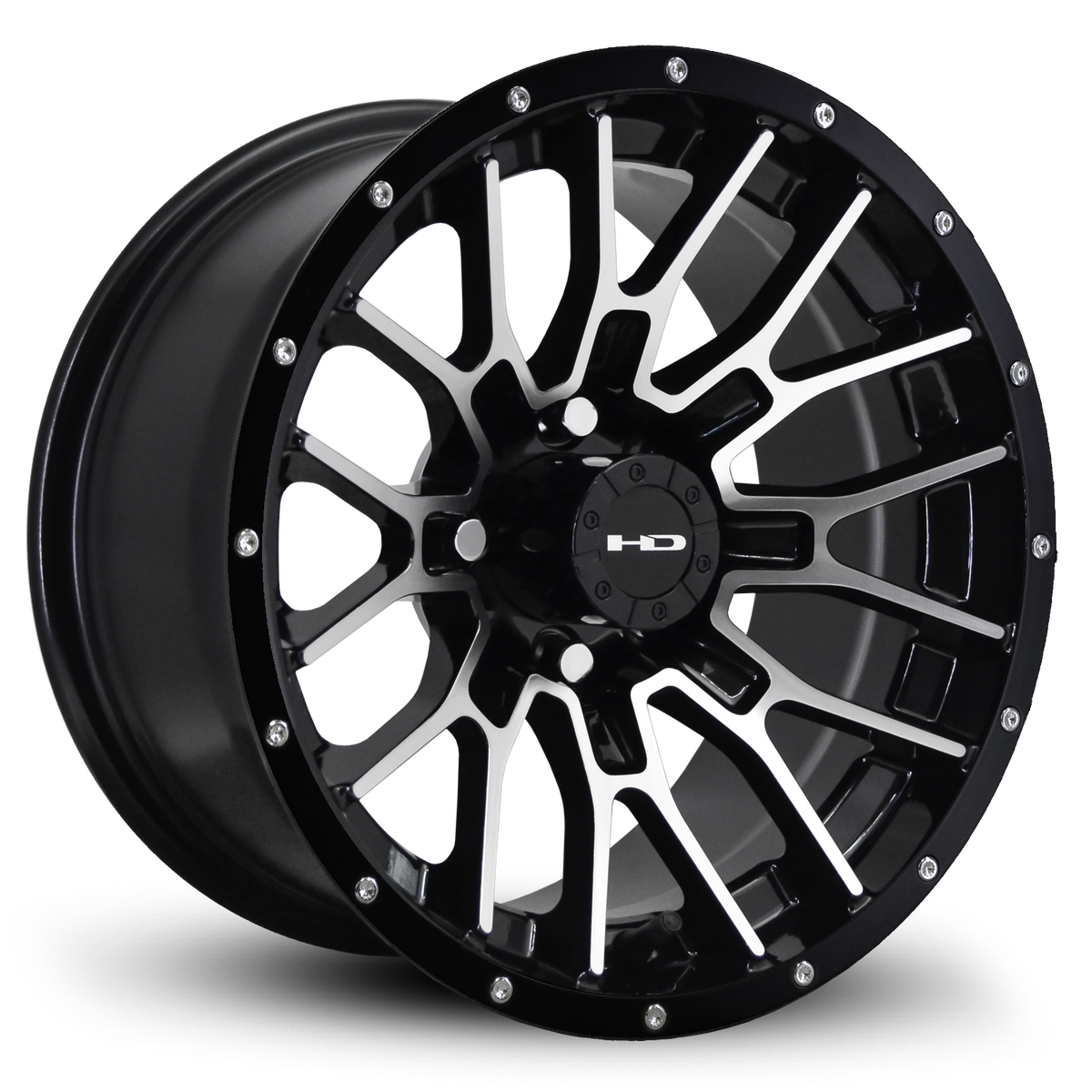 HD Golf RTC 12x7 -14 4x101.6mm 68.2mm Gloss Black/Mchnd Fc Blk Riv
