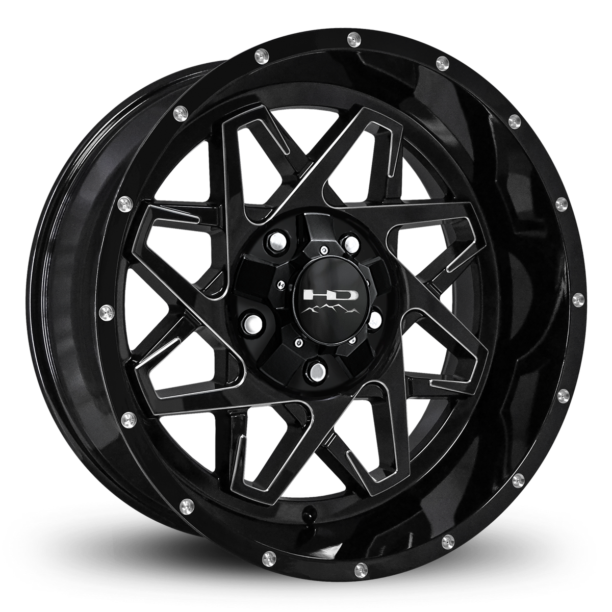 HD Offroad Caliber 20x10 -40 6x135/6x139.7mm 106.2mm Gloss Black/Milled Edge