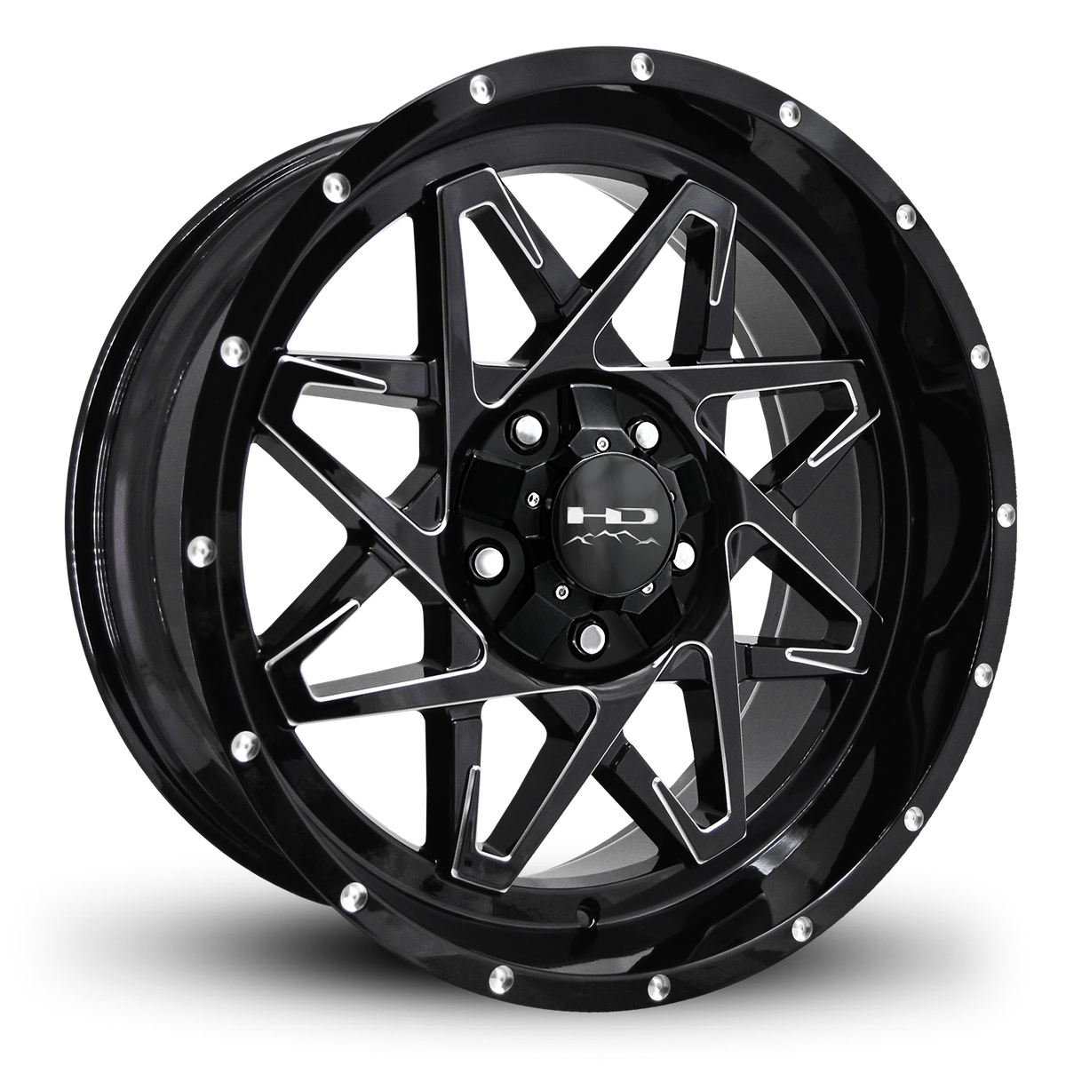 HD Offroad Caliber 20x9 +0 5x127/5x139.7mm 106.2mm Gloss Black/Milled Edge