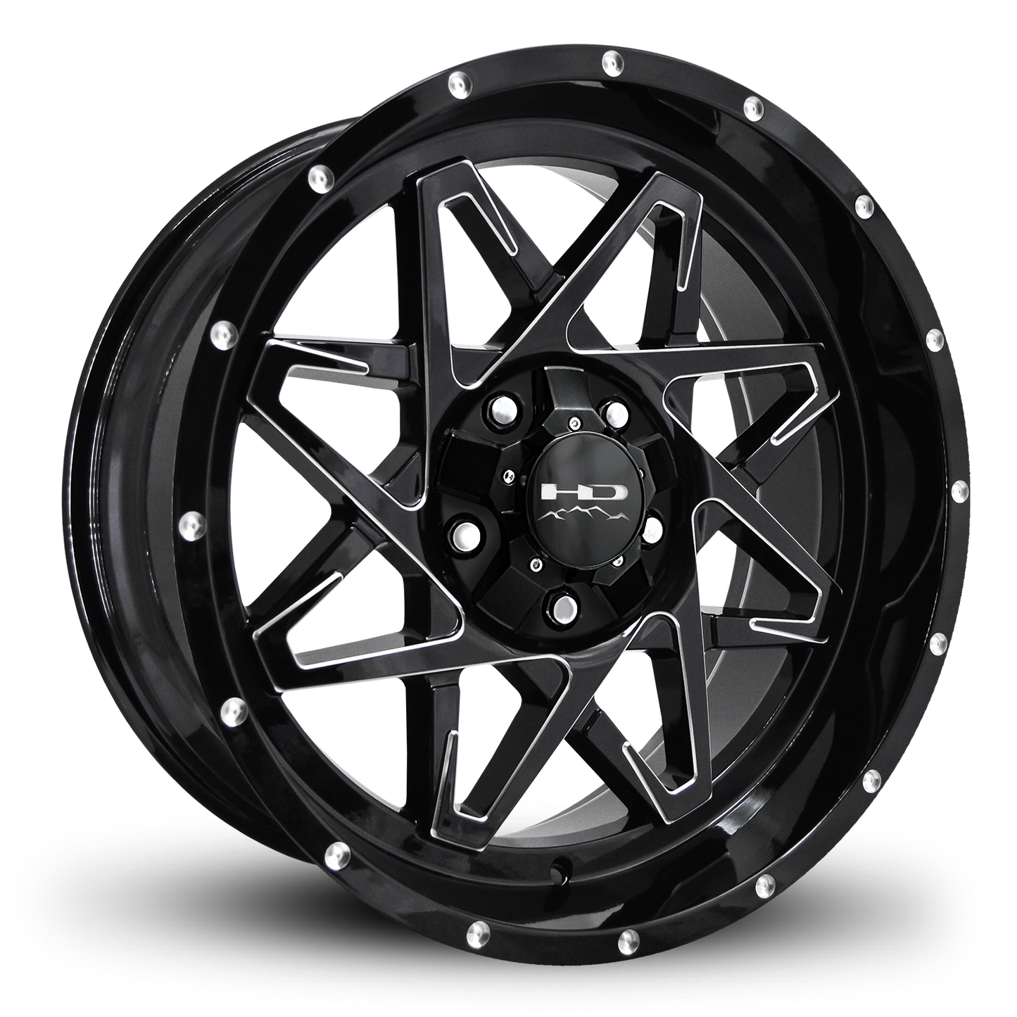 HD Offroad Caliber 20x9 +0 5x139.7/5x150mm 106.2mm Gloss Black/Milled Edge