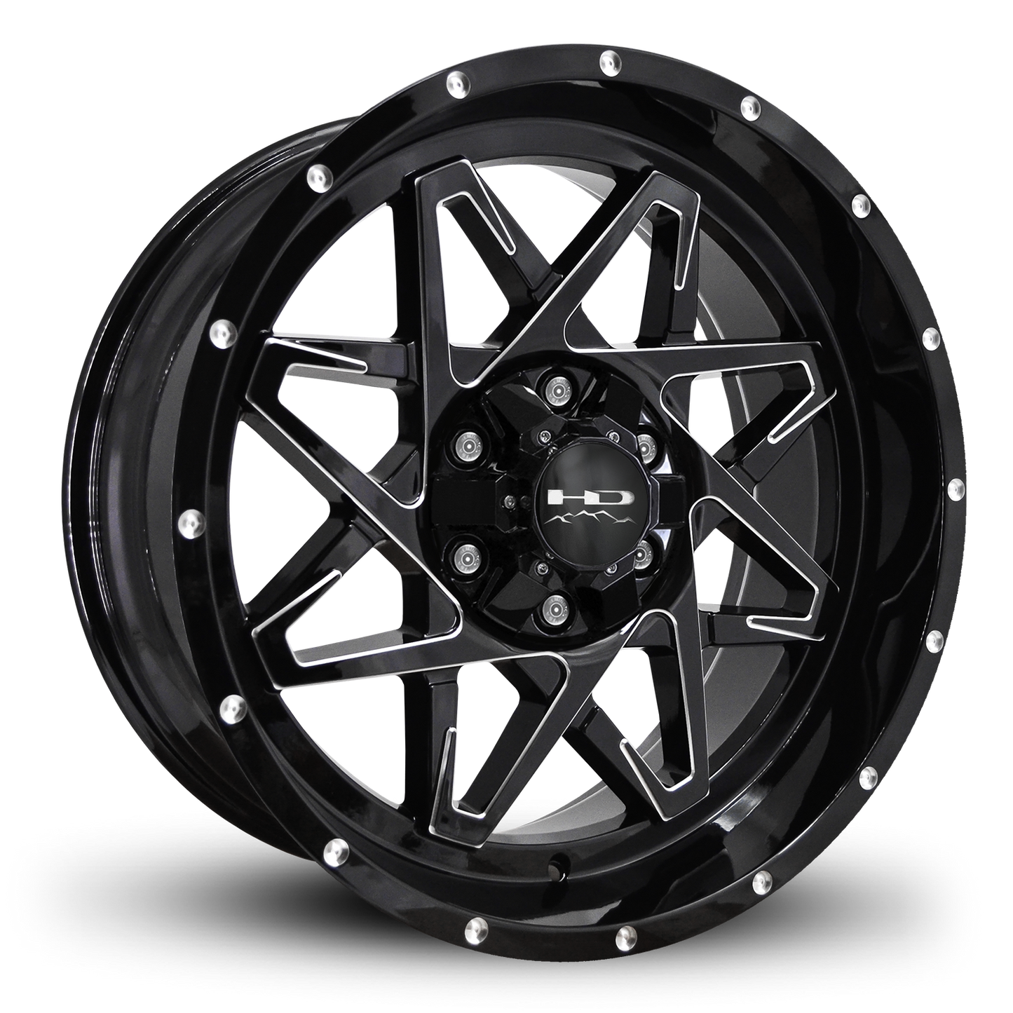 HD Offroad Caliber 20x9 -10 6x120/6x139.7mm 78.1mm Gloss Black/Milled Edge