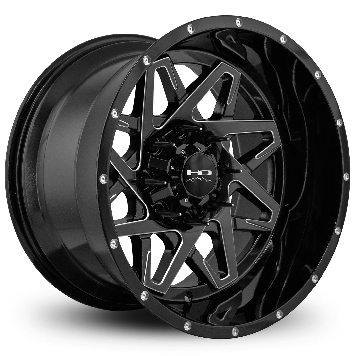 HD Offroad Caliber 20x12 -50 8x180mm 124.1mm Gloss Black/Milled Edge