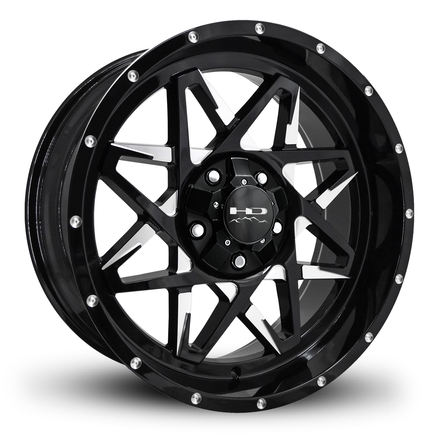HD Offroad Caliber 20x9 +0 5x127/5x139.7mm 106.2mm Gloss Black/Milled Face