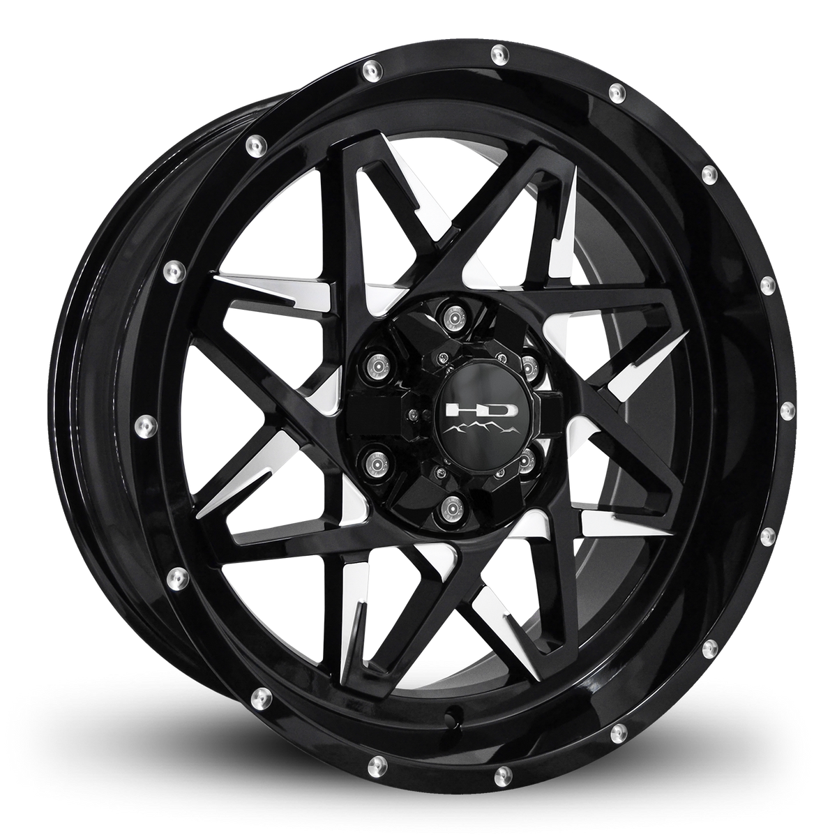 HD Offroad Caliber 20x9 -10 6x135/6x139.7mm 106.2mm Gloss Black/Milled Face