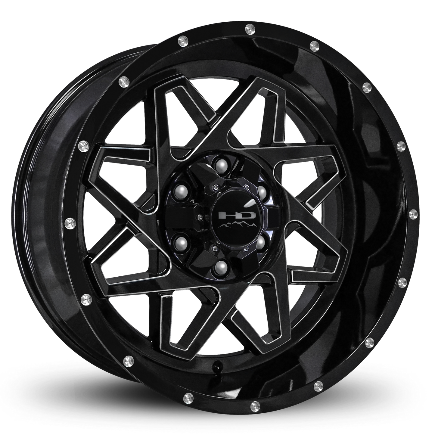 HD Offroad Gridlock 20x10 -25 6x135/6x139.7mm 106.2mm Gloss Black/Milled Edge