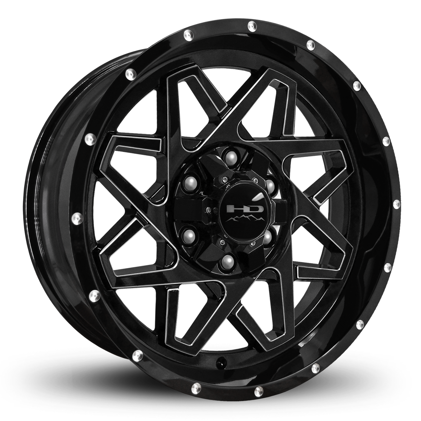 HD Offroad Gridlock 20x9 -10 6x135/6x139.7mm 106.2mm Gloss Black/Milled Edge