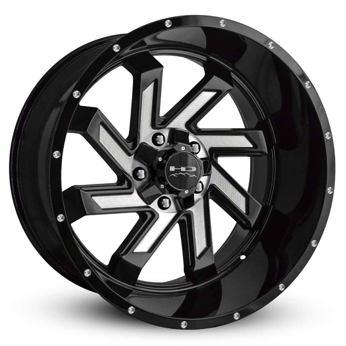 HD Offroad Saw 22x12 -44 5x127/5x139.7mm 78.1mm Gloss Black/Milled Face