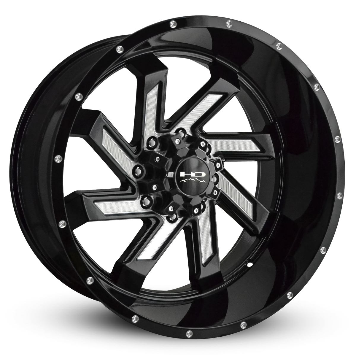 HD Offroad Saw 22x12 -44 8x180mm 124.1mm Gloss Black/Milled Face