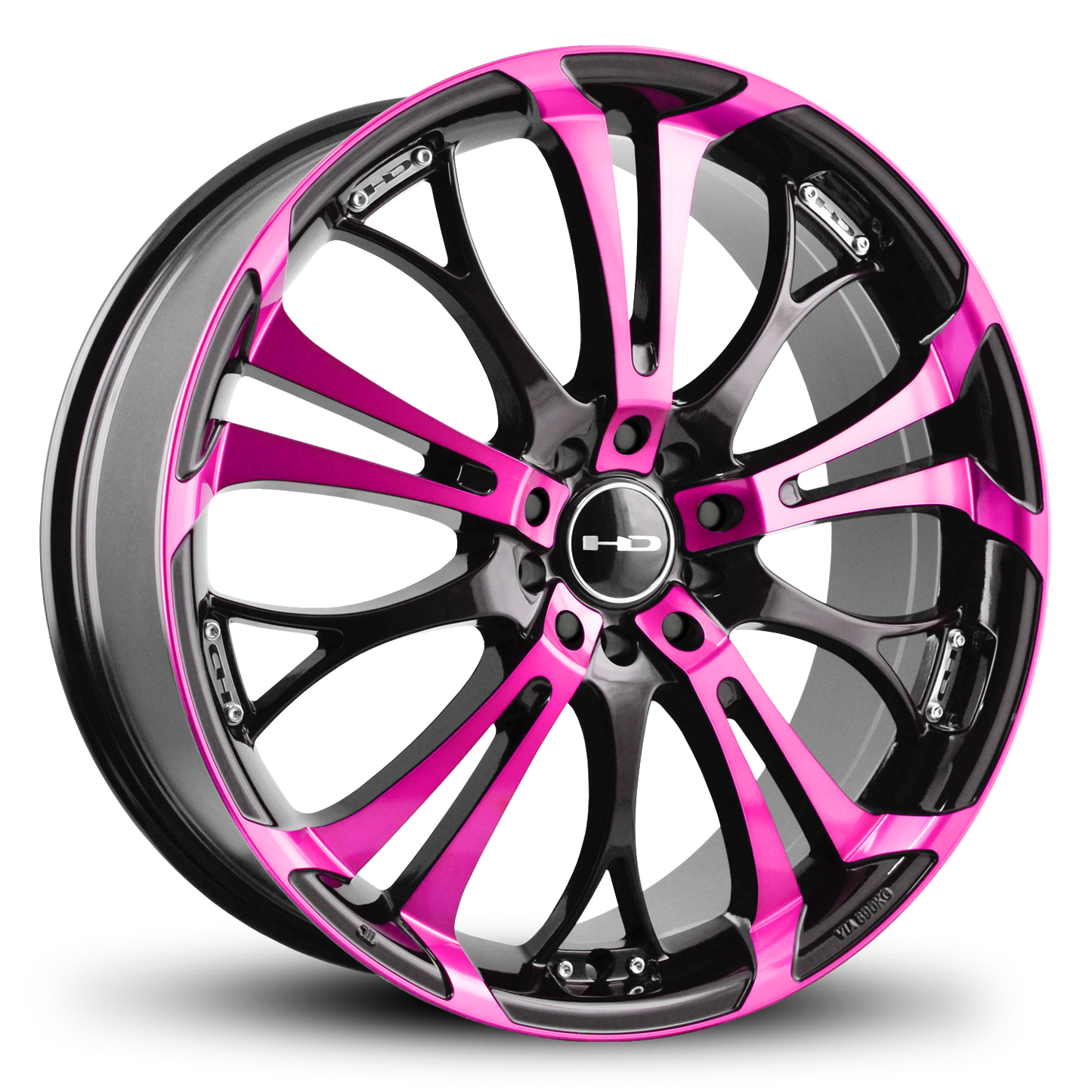HD Wheels Spinout 22x8.5 +35 5x127/5x114.3mm 73.1mm Gloss Pink&BK/Machined Face