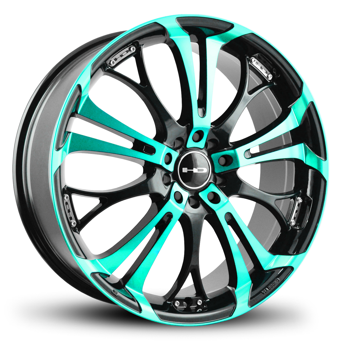 HD Wheels Spinout 18x7.5 +35 5x112/5x114.3mm 73.1mm Gloss Teal&BK/Machined Face