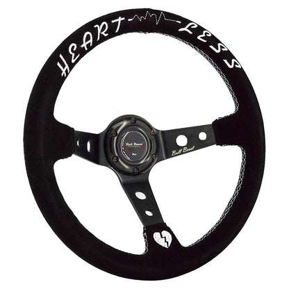 Universal 350mm 3"Deep Dish 6-Bolt Steering Wheel Black Suede Heartless