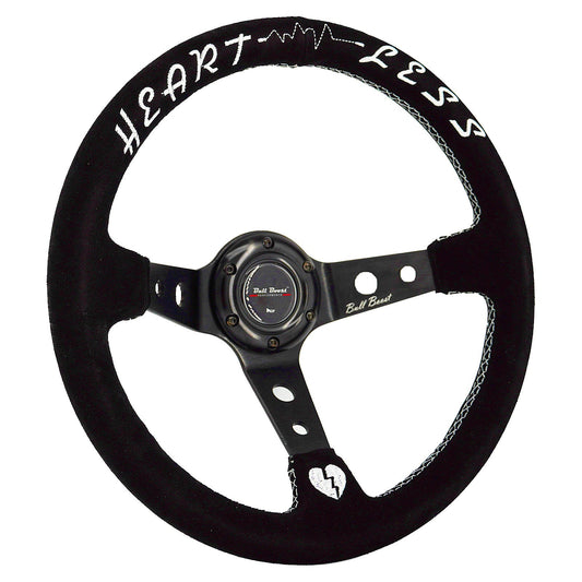 Universal 350mm 3"Deep Dish 6-Bolt Steering Wheel Black Suede Heartless