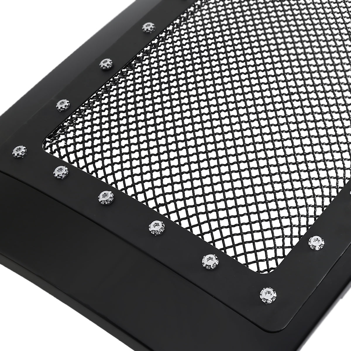 2009-2014 Ford F-150 Glossy Black ABS Rivet Style Grille w/ Stainless Steel Mesh