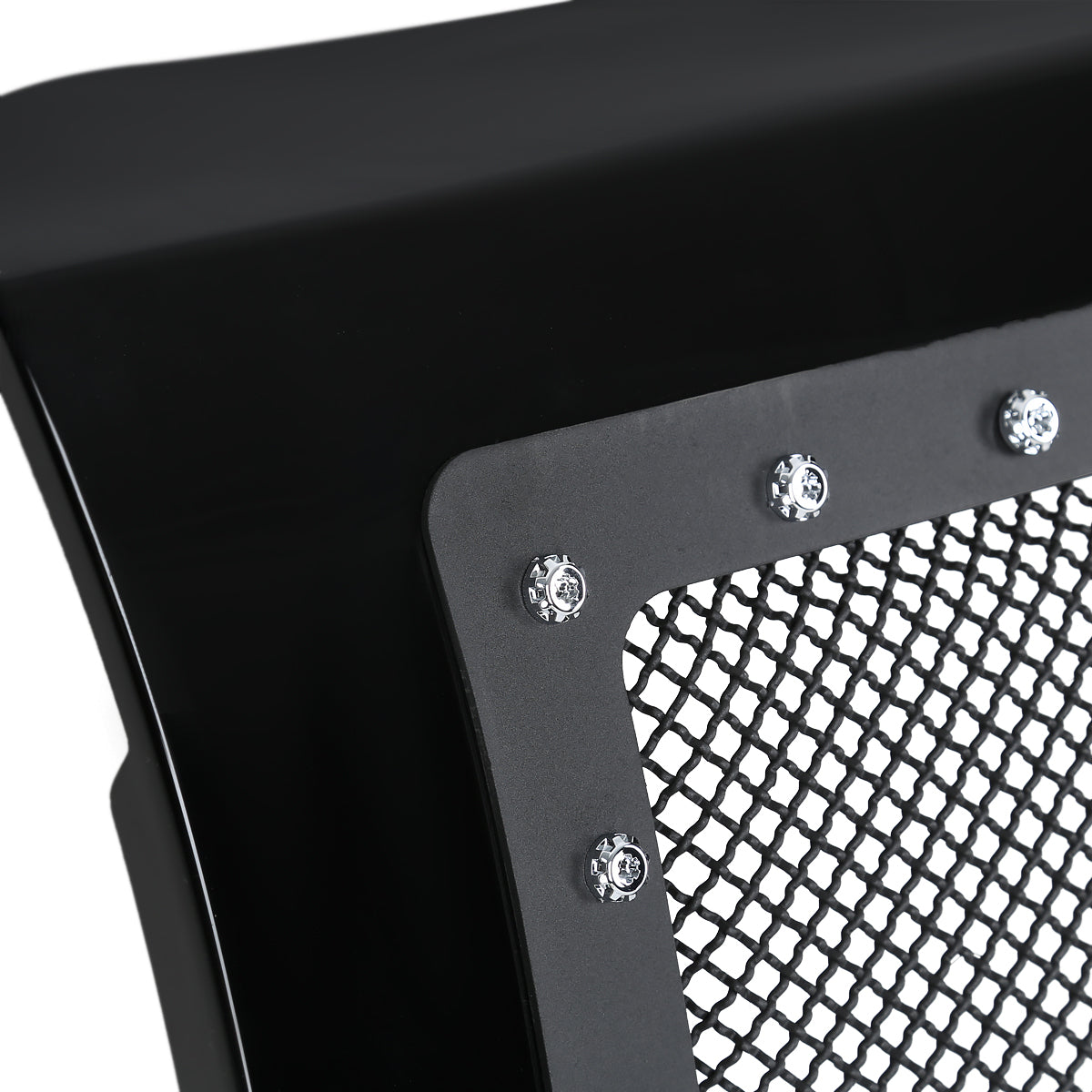 2009-2014 Ford F-150 Glossy Black ABS Rivet Style Grille w/ Stainless Steel Mesh