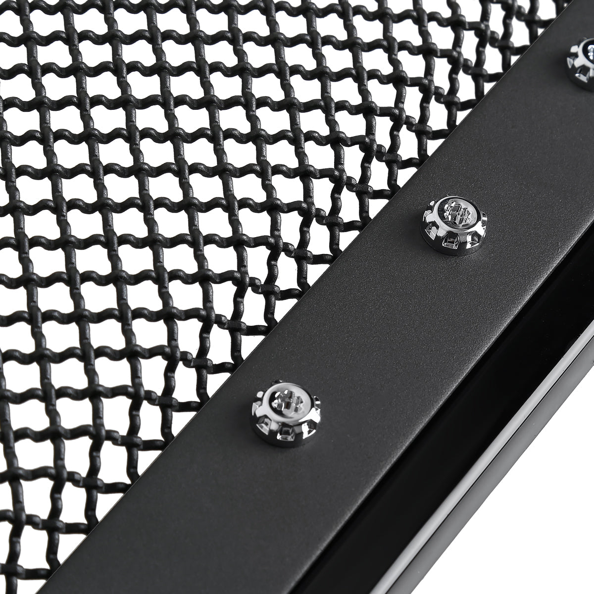 2009-2014 Ford F-150 Glossy Black ABS Rivet Style Grille w/ Stainless Steel Mesh