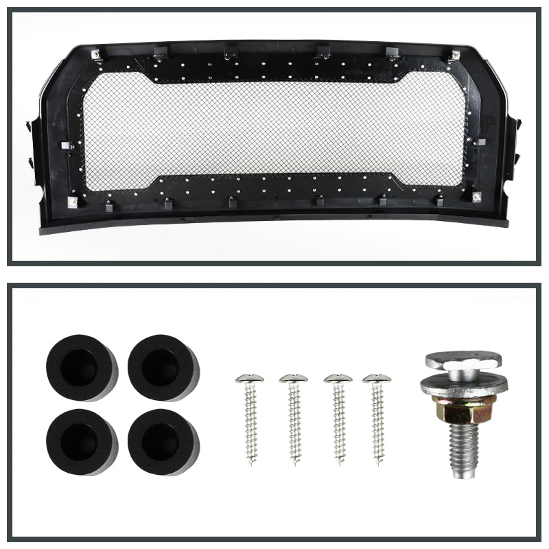 2015-2017 Ford F-150 Glossy Black ABS Rivet Style Grille w/ Stainless Steel Mesh