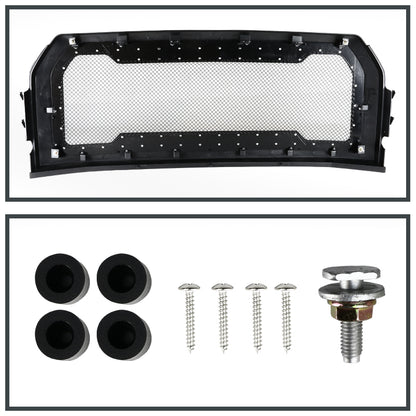 2015-2017 Ford F-150 Glossy Black ABS Rivet Style Grille w/ Stainless Steel Mesh