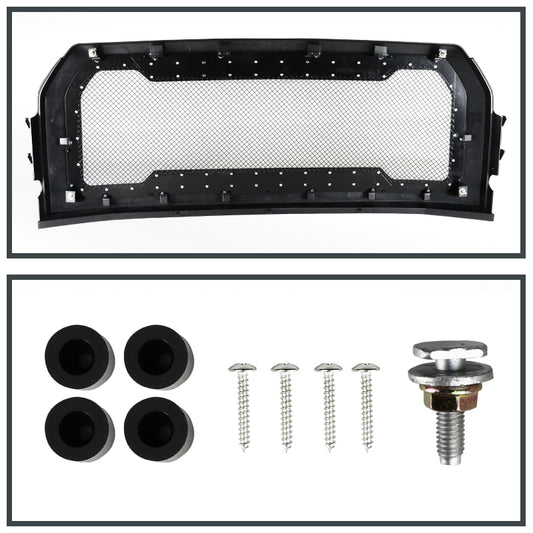 2015-2017 Ford F-150 Glossy Black ABS Rivet Style Grille w/ Stainless Steel Mesh