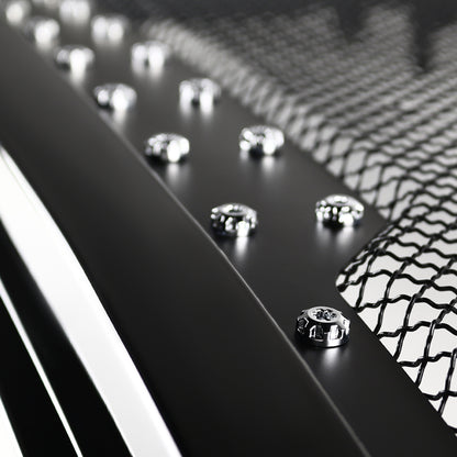 2015-2017 Ford F-150 Glossy Black ABS Rivet Style Grille w/ Stainless Steel Mesh