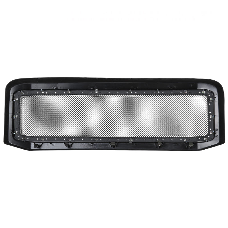 2005-2007 Ford F-250/F-350/F-450/F-550/Excursion Black ABS Rivet Style Grille w/ Stainless Steel Mesh