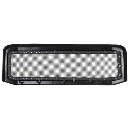 2005-2007 Ford F-250/F-350/F-450/F-550/Excursion Black ABS Rivet Style Grille w/ Stainless Steel Mesh