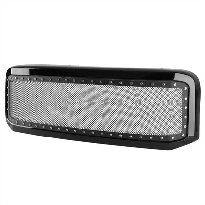 2005-2007 Ford F-250/F-350/F-450/F-550/Excursion Black ABS Rivet Style Grille w/ Stainless Steel Mesh
