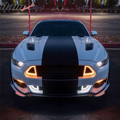 2015-2017 Ford Mustang Front Hood Grille White DRL LED w/ Turn Signal
