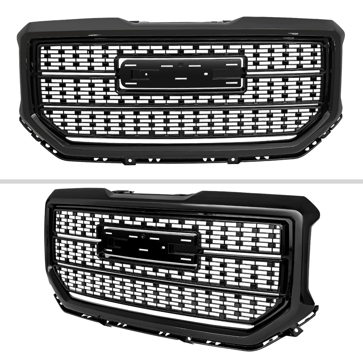 2016-2018 GMC Sierra 1500 Glossy Black Mesh Denali Style Hood Replacement Grille