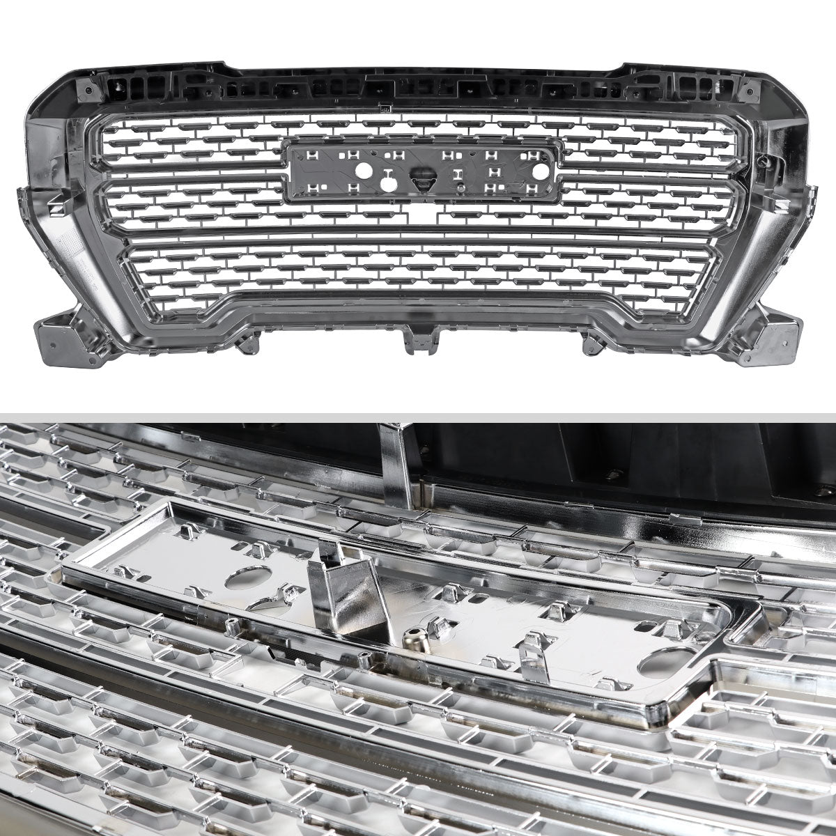 2019-2021 GMC Sierra 1500 Chrome Denali Style Mesh Front Upper Hood Grille