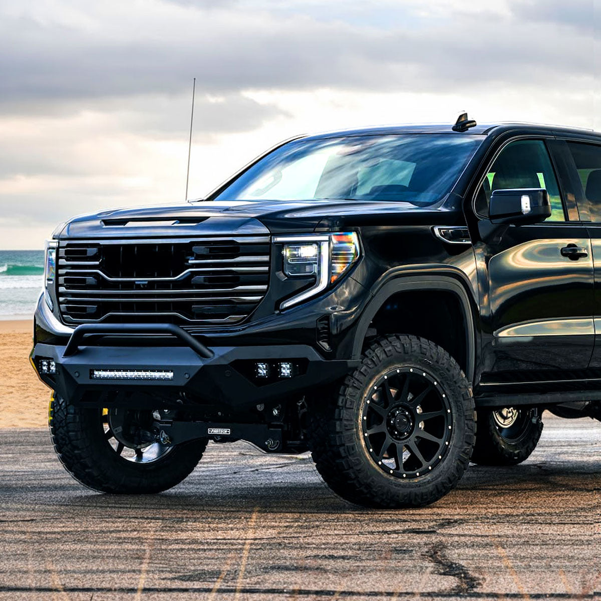 2022-2025 GMC Sierra 1500 Glossy Black AT4 Style Mesh Front Upper Hood Grille