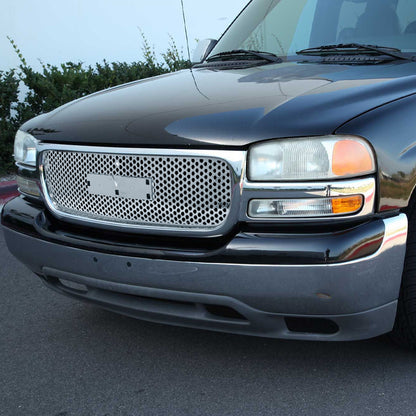 1999-2002 GMC Sierra 1500 2500LD/ 2000-2006 Yukon + XL Chrome ABS Round Hole Mesh Grille