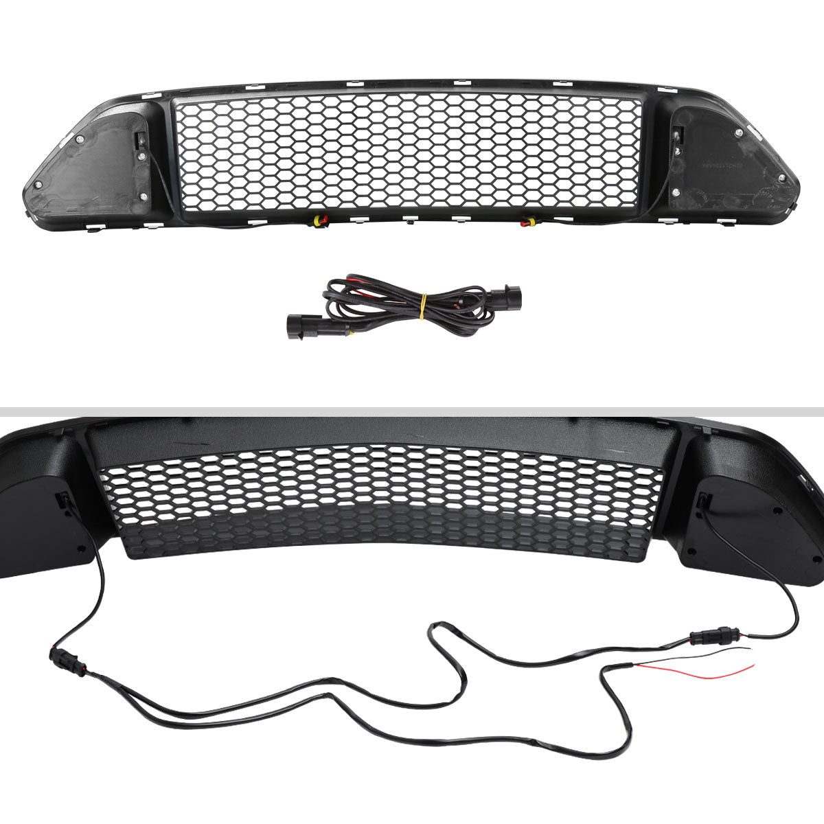 2015-2017 Ford Mustang Black ABS Mesh Grille w/ Dual Integrated LED Bar
