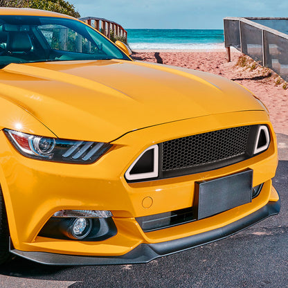 2015-2017 Ford Mustang Black ABS Mesh Grille w/ Dual Integrated LED Bar