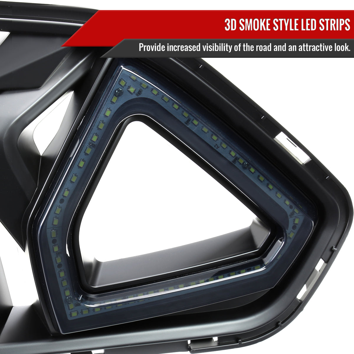 2018-2023 Ford Mustang Shark Style Hood Grille w/ 3D Smoked Lens LED Turn Signal Lights