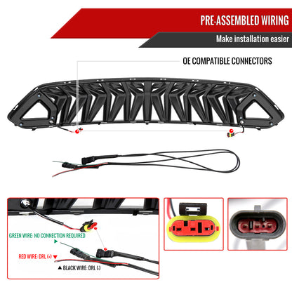 2018-2023 Ford Mustang Shark Style Hood Grille w/ 3D Smoked Lens LED Turn Signal Lights