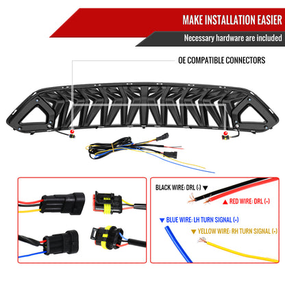 2018-2023 Ford Mustang Shark Style Hood Grille w/ Sequential LED Turn Signal Lights