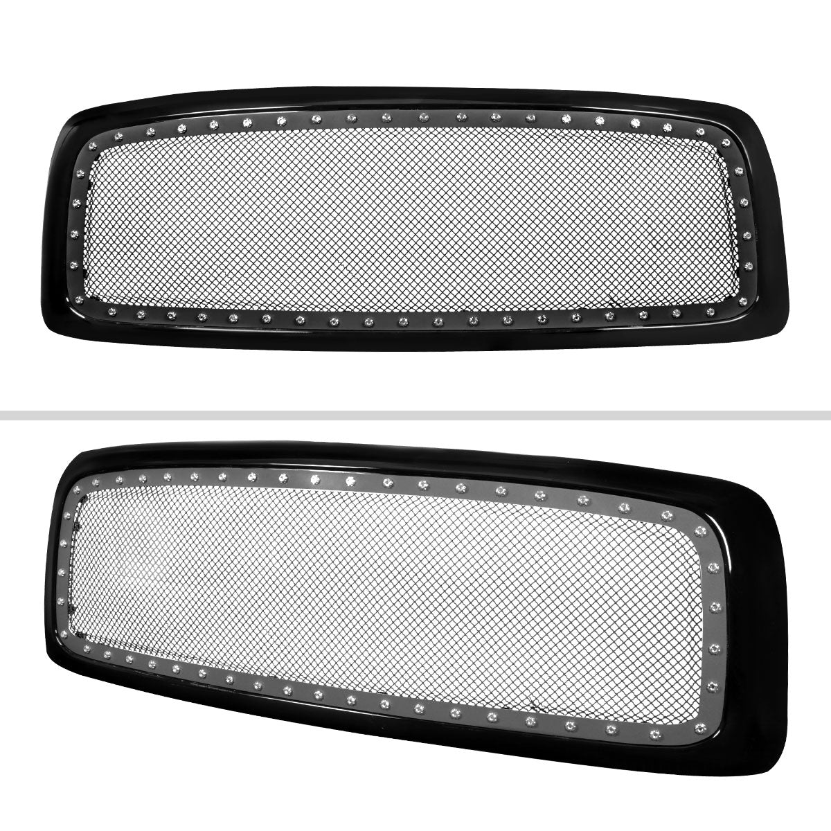 2002-2005 Dodge RAM 1500/ 2003-2005 RAM 2500/3500 Glossy Black 1PC Rivet Mesh Style Front Grille