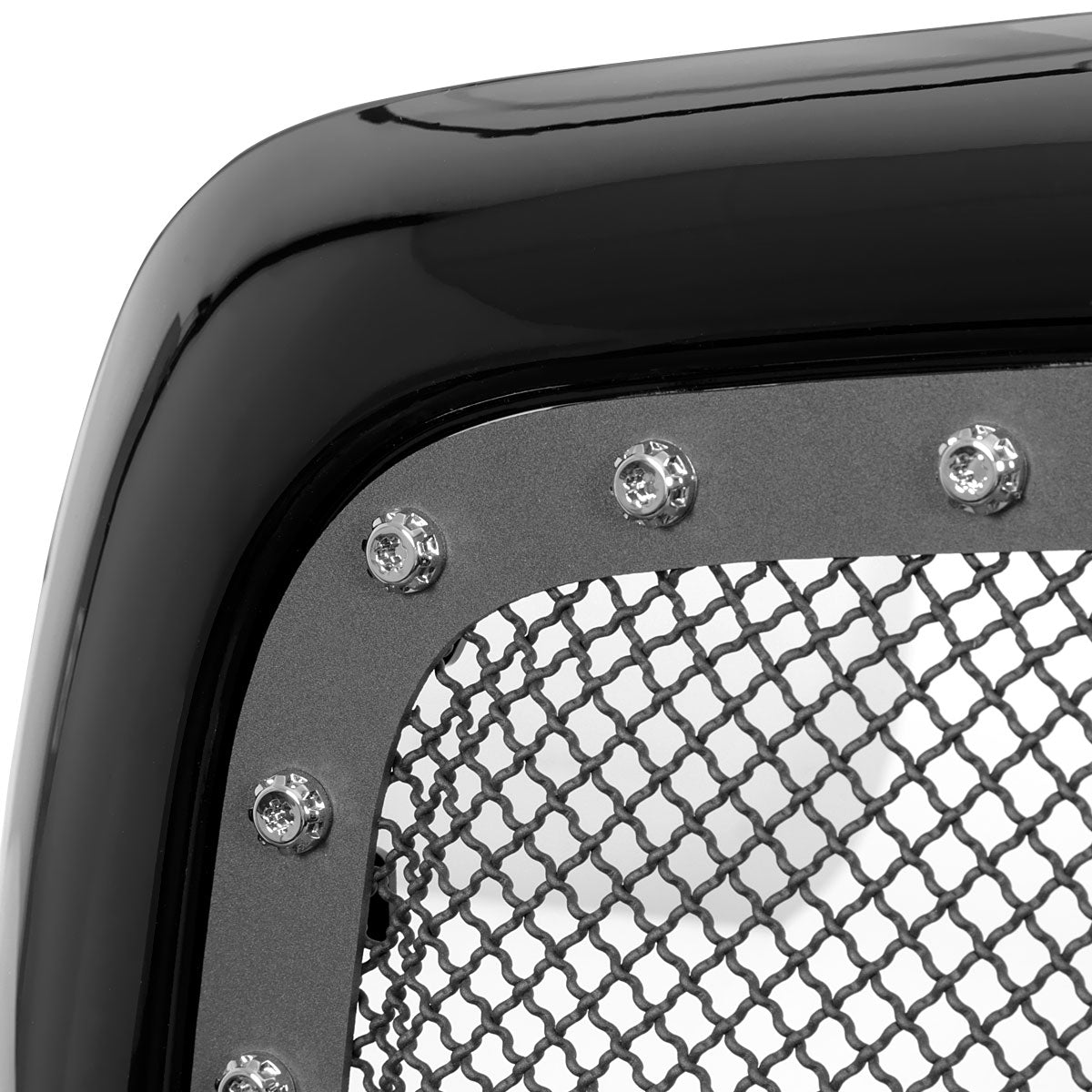 2002-2005 Dodge RAM 1500/ 2003-2005 RAM 2500/3500 Glossy Black 1PC Rivet Mesh Style Front Grille