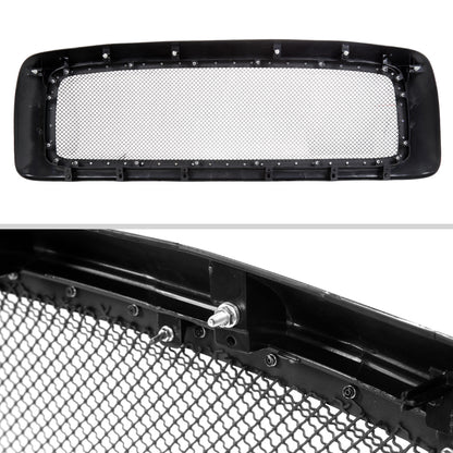 2002-2005 Dodge RAM 1500/ 2003-2005 RAM 2500/3500 Glossy Black 1PC Rivet Mesh Style Front Grille
