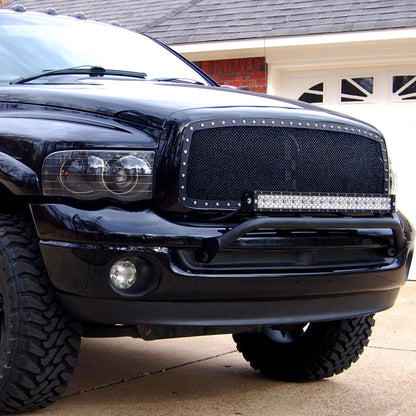 2002-2005 Dodge RAM 1500/ 2003-2005 RAM 2500/3500 Glossy Black 1PC Rivet Mesh Style Front Grille